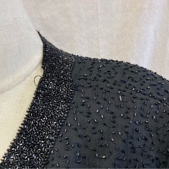 Vintage Sténay Plus black silk‎ beaded open longline Cardigan Size 1X - Picture 5 of 15